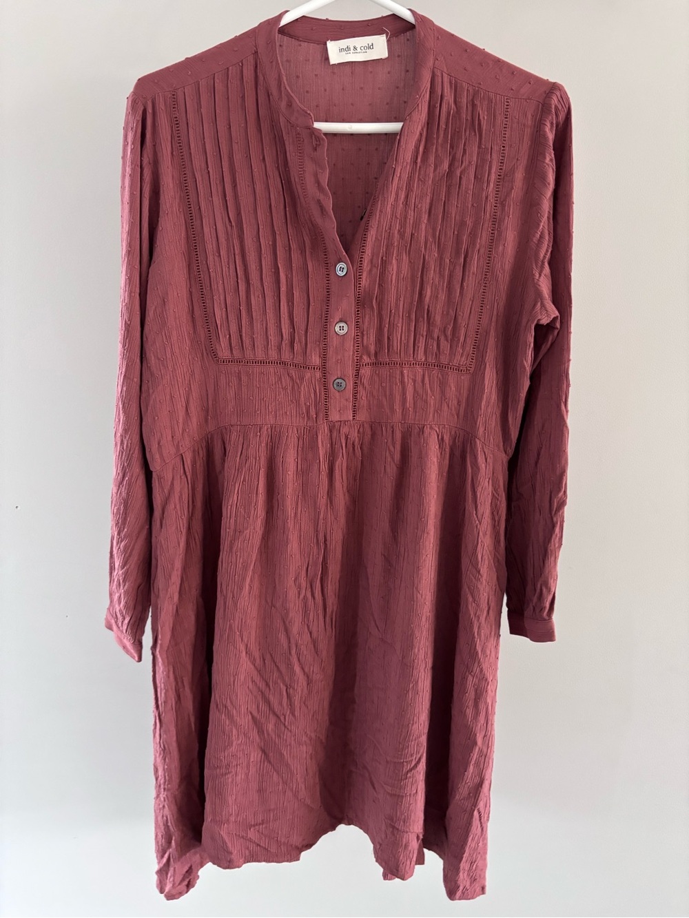 Dusty Rose Pintuck Button-Front Tunic